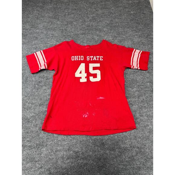 Vtg 70s Ohio State Buckeyes #45 Football Jersey T-Shirt Single Stitch Red Sz M-L - Picture 15 of 16